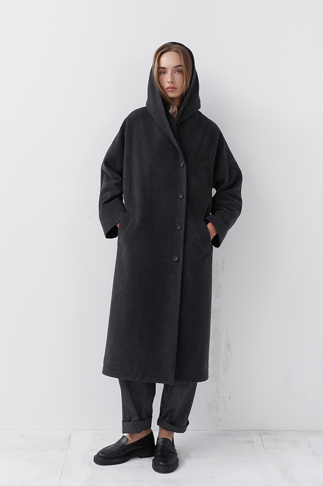 Пальто графіт з каптуром (ПТ 11/1)